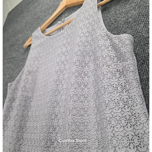 Anne Klein Dress Womens 6 Gray Lace Overlay Shift A-Line Sleeveless Back Zip - Picture 5 of 11